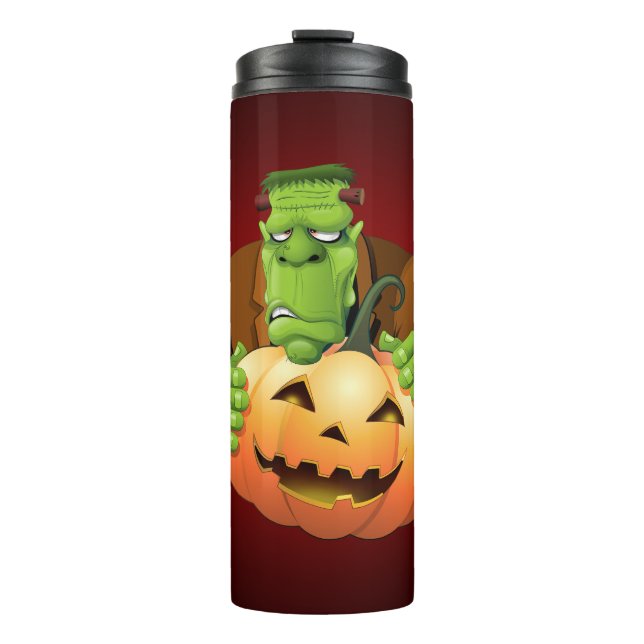 Garrafa Térmica Cartoon Frankenstein Monster com Pumpkin (Frente)