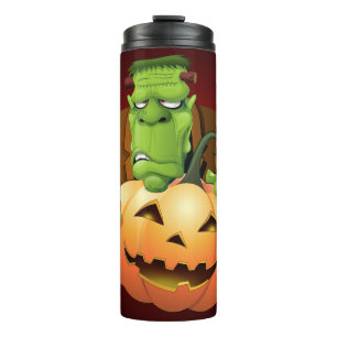 Garrafa Térmica Cartoon Frankenstein Monster com Pumpkin