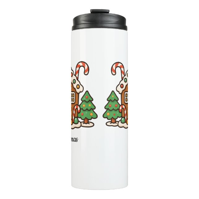 Garrafa Térmica Casa de Biscoito de Natal (Frente)