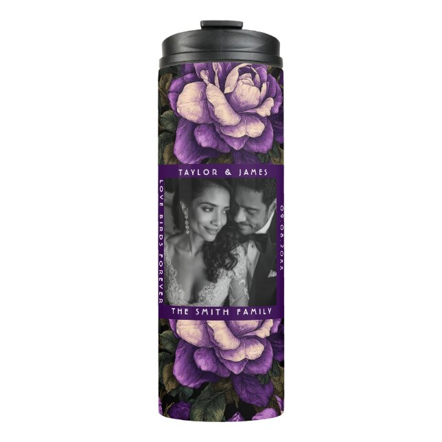 Garrafa Térmica Casamento Temático de Gardenias Sofisticado (Frente)
