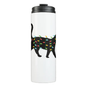 Garrafa Térmica Cat Christmas Lights Presente de Natal para Animal