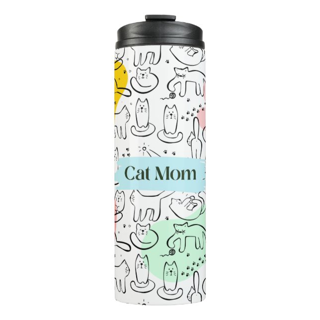 Garrafa Térmica Cat Mãe Pet Pai Gato Impressão Tumbler (Frente)