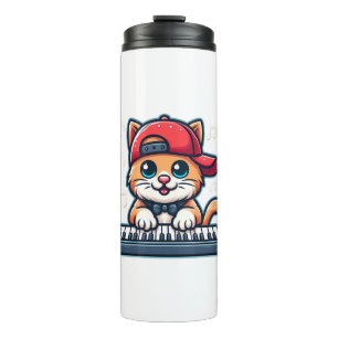 Garrafa Térmica Cat Playing Piano Design para Música e Gatos