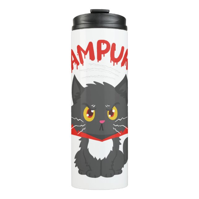 Garrafa Térmica Cat Vampire Halloween (Frente)
