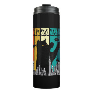 Garrafa Térmica Catzilla Vintage Retro Funny Cat Kitten Halloween