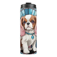 Cavalier Cute King Charles Pastel StainGlass