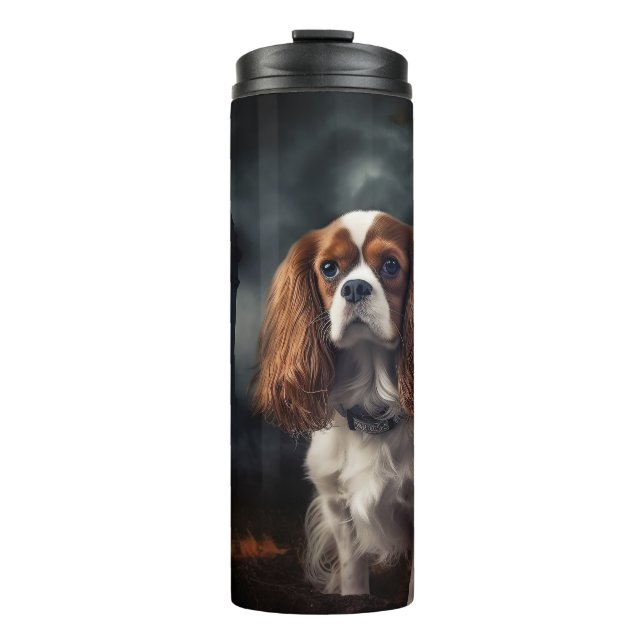 Garrafa Térmica Cavalier King Charles Spaniel Halloween Assustador (Frente)