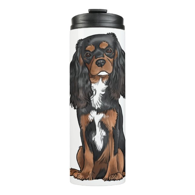 Garrafa Térmica Cavalier King Charles Spaniel - Negro e Tan (Frente)