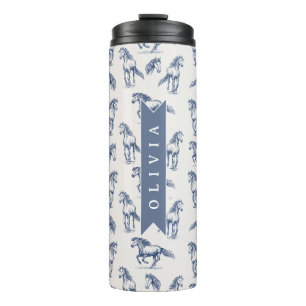 Garrafa Térmica Cavalo Azul Vintage Personalizado Clássico Country