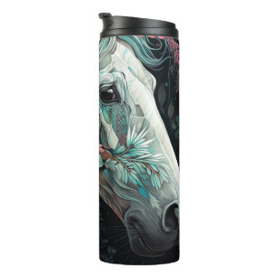 Garrafa Térmica Cavalo Branco de Aquarela