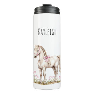 Garrafa Térmica Cavalo Branco e Flores