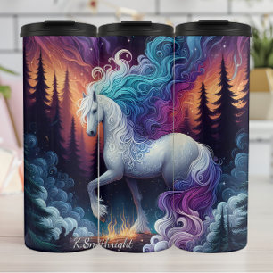 Garrafa Térmica Cavalo Branco Fogo Floresta Magia