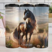 Cavalo Majestoso Campo Dourado Pôr do Sol