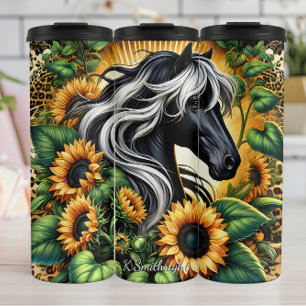 Garrafa Térmica Cavalo Preto Girassol Leopardo Graça
