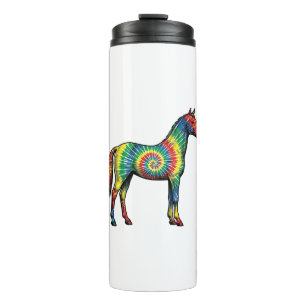 Garrafa Térmica Cavalo Tie Dye Ilustração Antiga Arte Vetorial