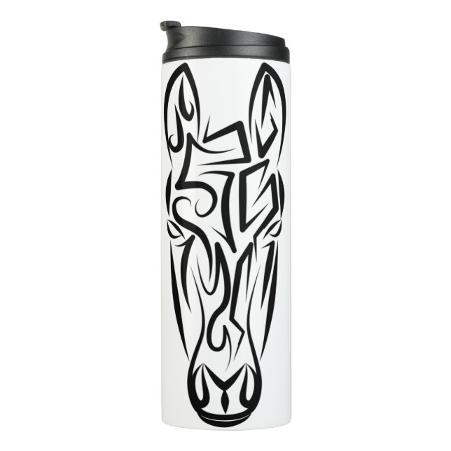 Garrafa Térmica Cavalo Tribal Negro e Branco (Rotação à direita)