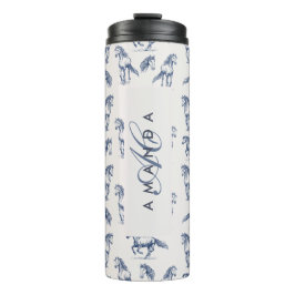 Garrafa Térmica Cavalos Azuis Elegantes Presentes Iniciais Monogra