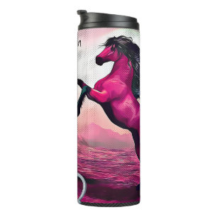 Garrafa Térmica Cavalos de Magenta Fantasia no Ponto de Cartoon
