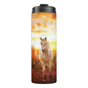Garrafa Térmica Cavalos no travesseiro decorativo solar