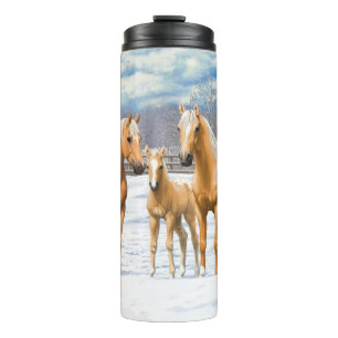Garrafa Térmica Cavalos Palomino Appaloosa Na Neve