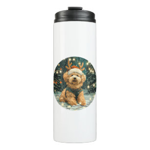 Garrafa Térmica Cavapoo Reindeer Cachorro Santa Hat Cute Holi