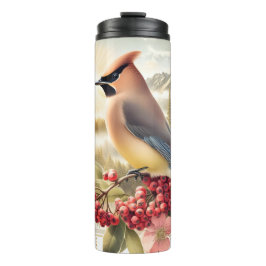 Garrafa Térmica Cedar Waxwing Bird Thermal Tumbler