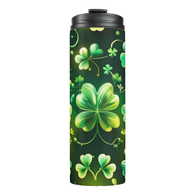 GARRAFA TÉRMICA CÉLULAS DE SHAMROCKS CELTICOS VERDES IRLANDESES (Frente)