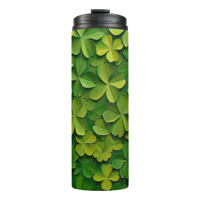 GARRAFA TÉRMICA CÉLULAS DE SHAMROCKS CELTICOS VERDES IRLANDESES (Frente)