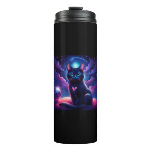 Garrafa Térmica Cena de Fantasia Gatinho Preto Olhos Azuis Lindos
