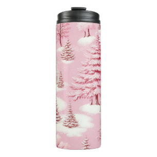 GARRAFA TÉRMICA CENA DE INVERNO DE NATAL ROSA PASTEL
