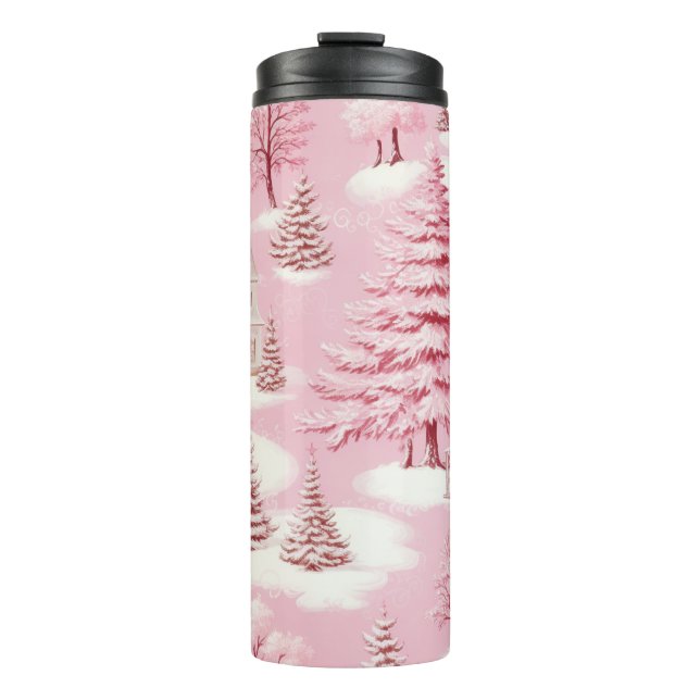 GARRAFA TÉRMICA CENA DE INVERNO DE NATAL ROSA PASTEL (Frente)