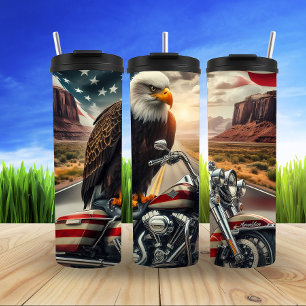 Garrafa Térmica Cena de Liberdade Americana da Motocicleta Eagle