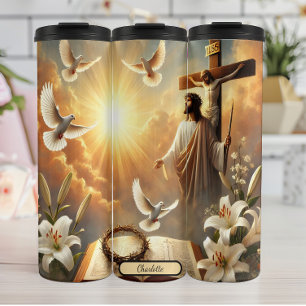 Garrafa Térmica Cena de Redenção Sagrada, Luz Divina