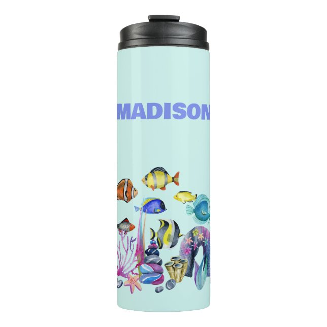 Garrafa Térmica Cena de Vida Personalizada do Mar (Frente)