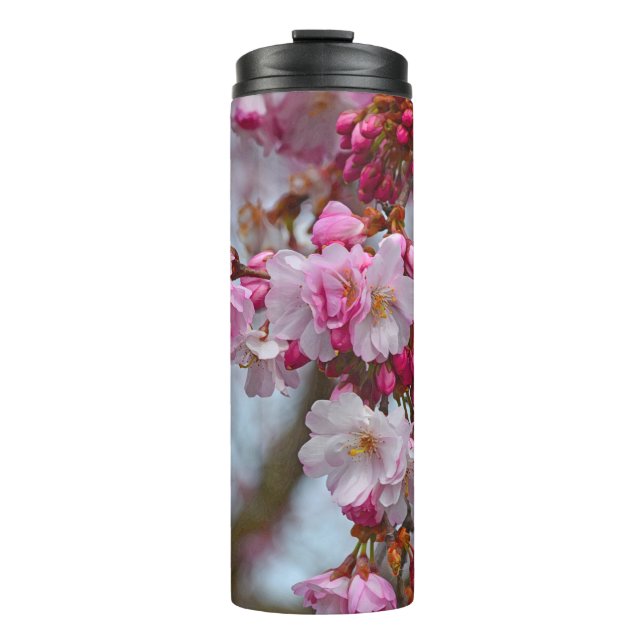 Garrafa Térmica Cereja rosa floresce (Frente)