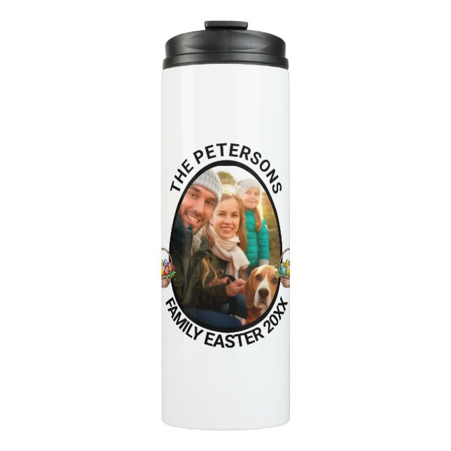 Garrafa Térmica Cesto de Ovos de Fotografia da Páscoa Personalizad (Frente)