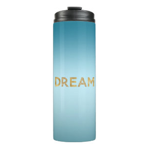 Garrafa Térmica Céu Azul Aqua Ombre Dourado Brilho Sonho