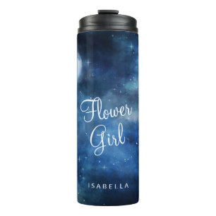 Garrafa Térmica Céu Lunar Lua Cheia Flor Menina Galáxia Celestial
