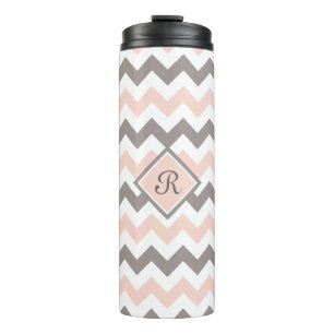 Garrafa Térmica Cevron Rosa Personalizado e Cinza