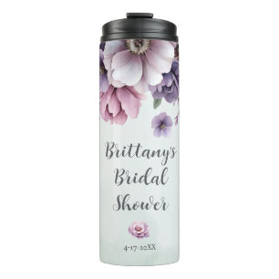 Garrafa Térmica Chá de Bebê Lavanda & Floral Verde