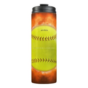Garrafa Térmica Chamas de bola de fogo de softball amarelo do Slip