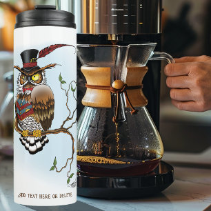 Garrafa Térmica Chapéu Alto de Coruja Dapper Vitoriano Steampunk V