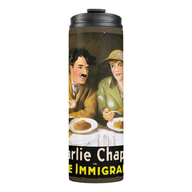 Garrafa Térmica Charlie Chaplin/O Tumbler Térmico Imigrante (Frente)