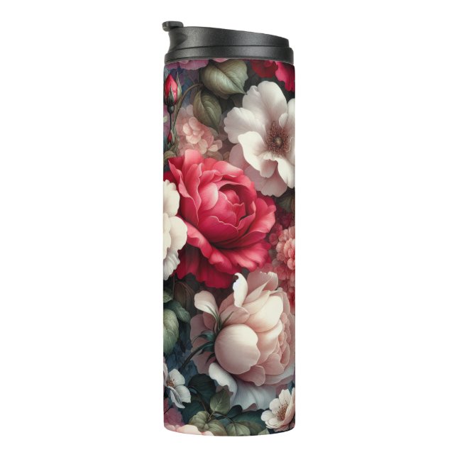 Garrafa Térmica Charme Floral Rosa Atemporal (Rotação à direita)