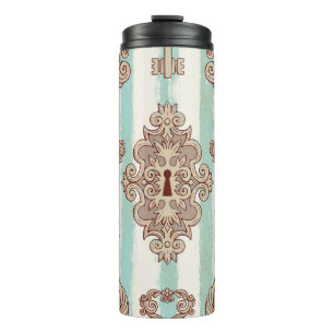 Garrafa Térmica Chaves de safra, fechaduras: padrão à mão livre.