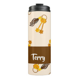 Garrafa Térmica Chaves Douradas da casa a rosa