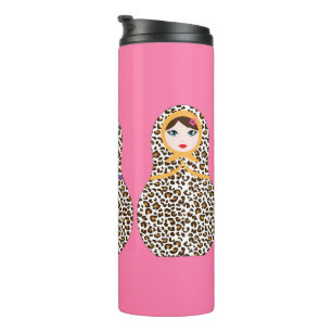 Garrafa Térmica Cheetah Impressão Matryoshka Tumbler térmico