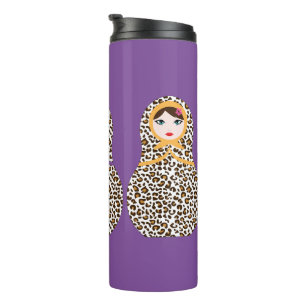 Garrafa Térmica Cheetah Impressão Matryoshka Tumbler térmico