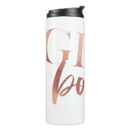 Garrafa Térmica Chefe Garota | Texto preto Rosa Dourado |