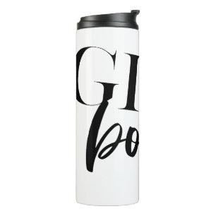 Garrafa Térmica Chefe Mulher Texto Preto Moderno